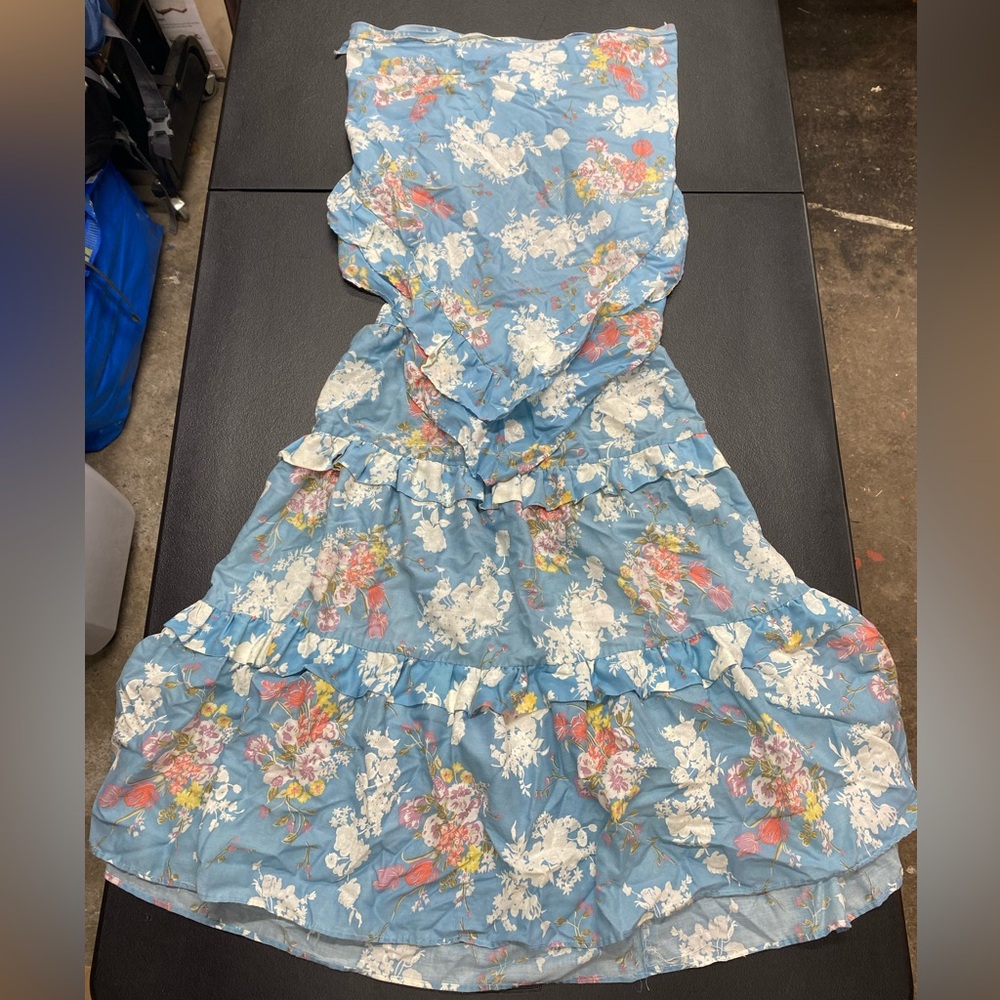 VTG 1950’s 2 Piece Floral Dress Western Style Baby Blue Pinup 1956 Cal USA Sz 12